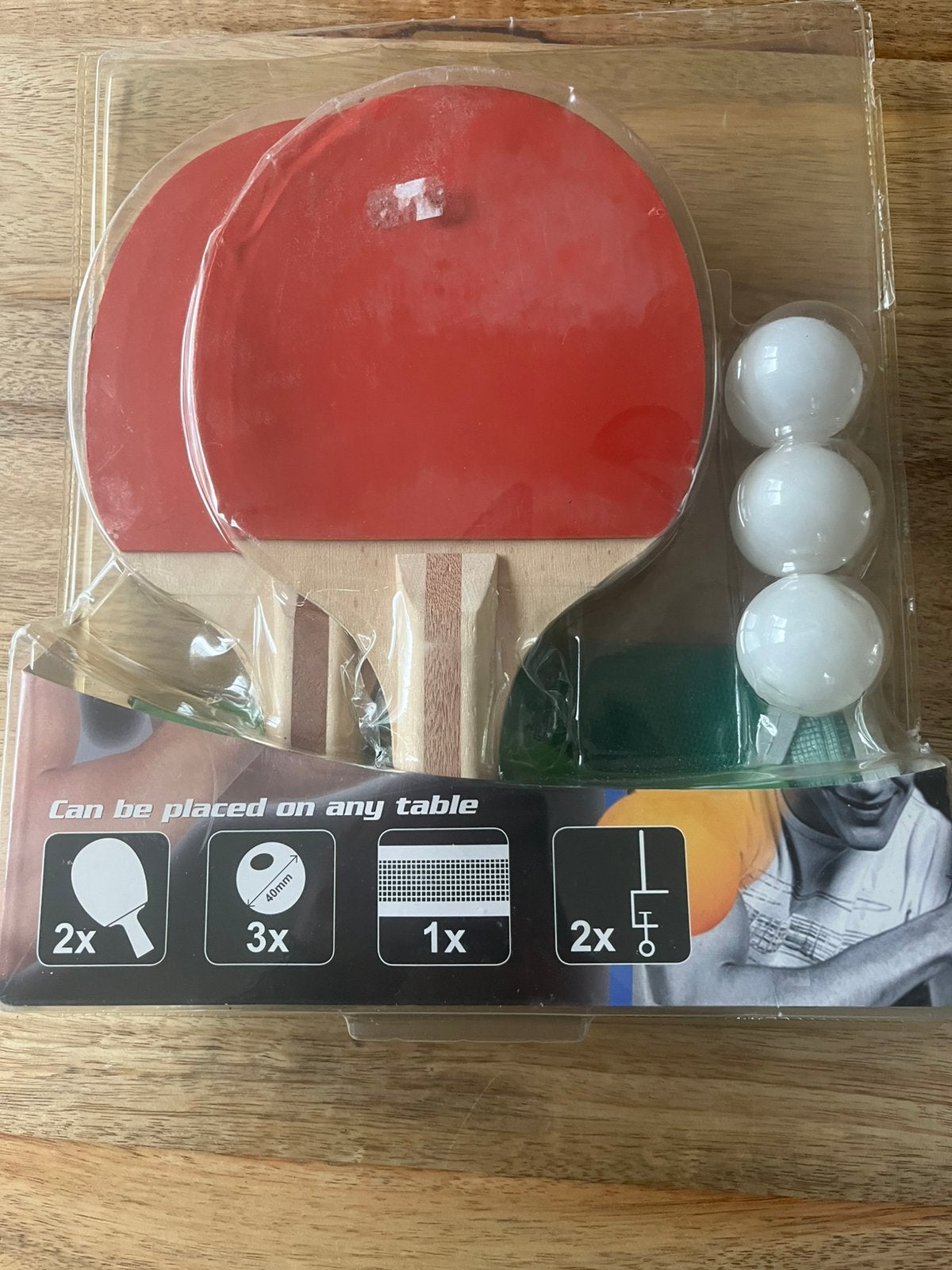 Tafeltennis set: 2 batjes, 3 balletjes, 1 net, Ophalen of Verzenden, Zo goed als nieuw, Net, Batje(s) of Balletje(s)