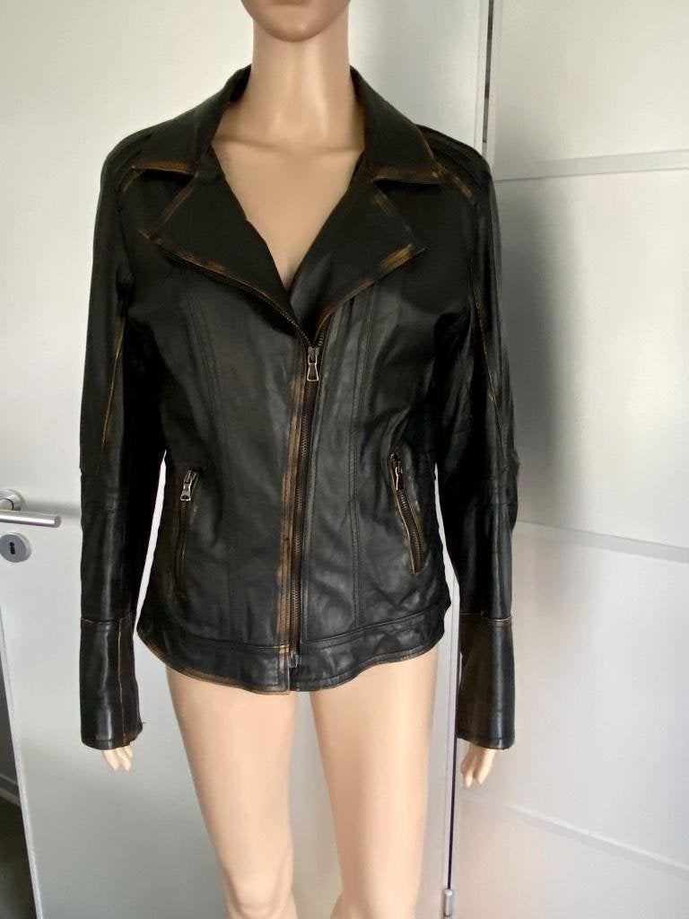J532 Vera Pelle maat 40=M echt-leren jasje blazer leer bruin, Kleding | Dames, Maat 38/40 (M), Zwart, Ophalen of Verzenden, Zo goed als nieuw