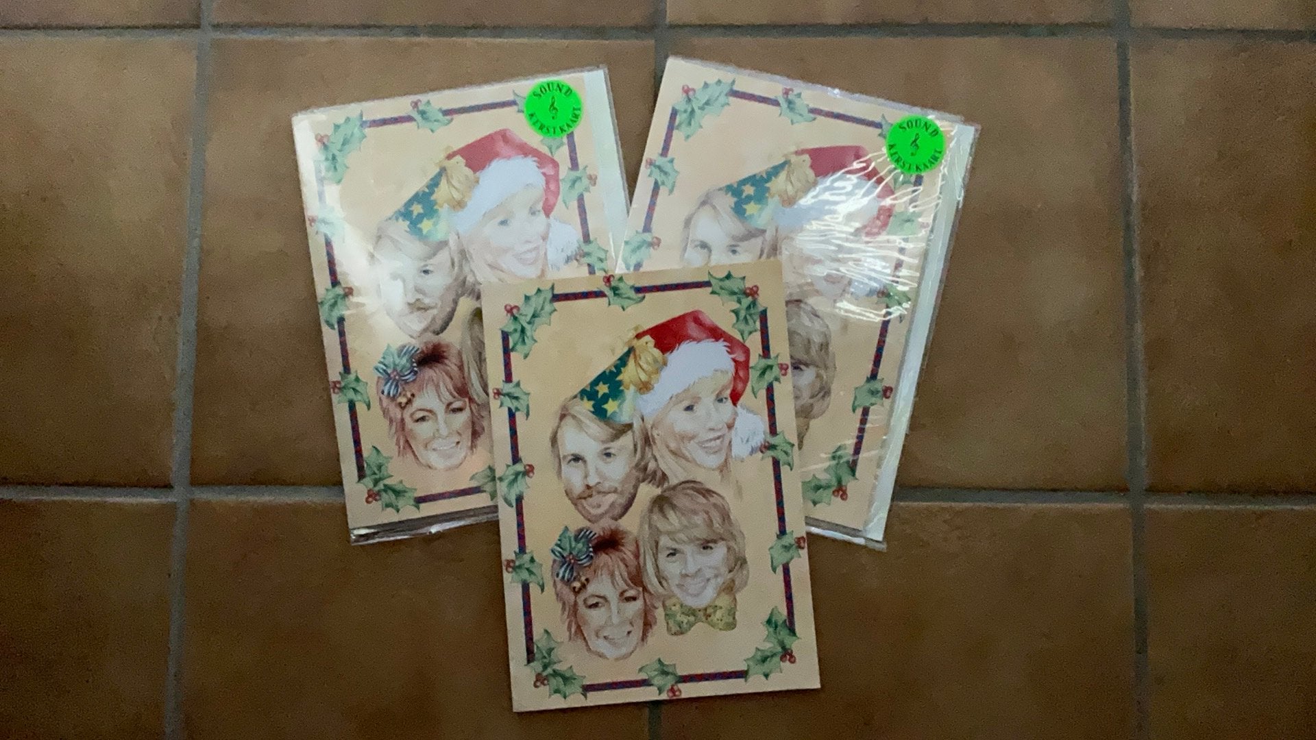 3 ABBA Kerstkaarten, Verzamelen, Muziek, Artiesten en Beroemdheden, Ophalen of Verzenden, Nieuw, Foto of Kaart