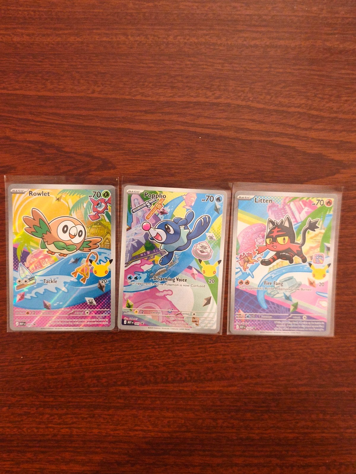 Pokémon First Partner Serie 1 Gen 7 Rowlet, Popplio, Litten, Ophalen of Verzenden, Zo goed als nieuw, Meerdere kaarten