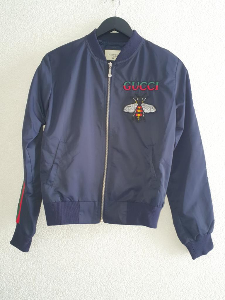 Dupe Gucci Bomberjack met Bij en Strepen - Maat M, Maat 38/40 (M), Blauw, Ophalen of Verzenden, Gucci