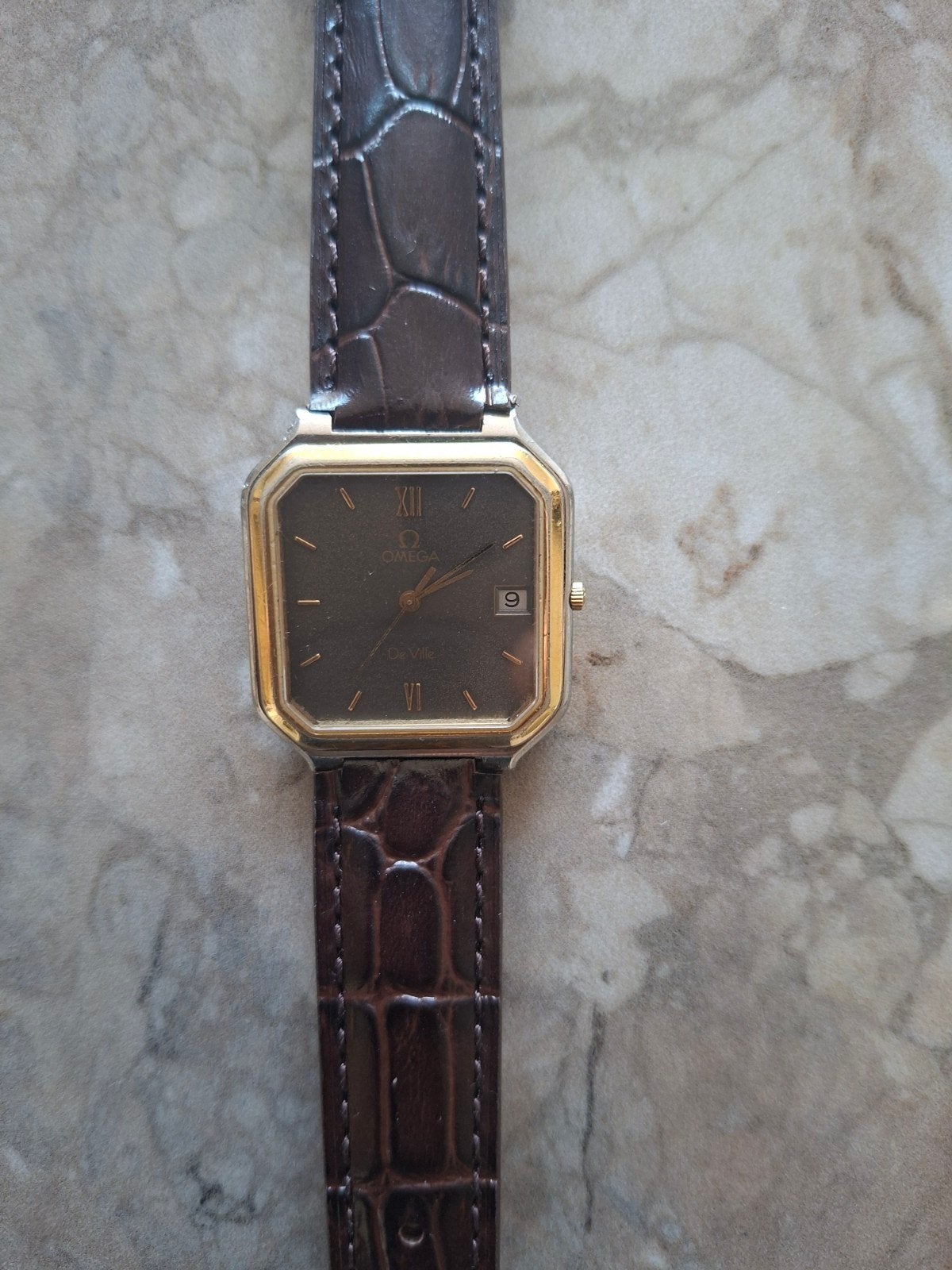 Vintage Omega De Ville Horloge met Nieuwe Leren Band, Sieraden, Tassen en Uiterlijk, Antieke sieraden, Ophalen of Verzenden, Overige materialen