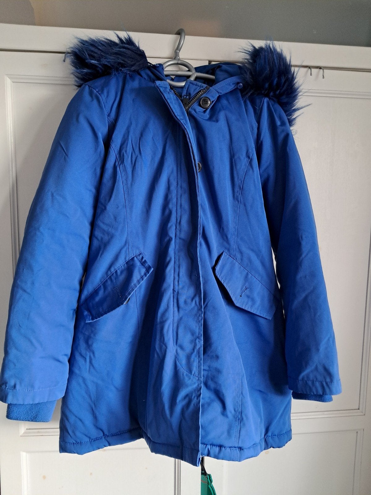 Kobalt blauwe winterjas dames maat 40, Maat 38/40 (M), Blauw, Gedragen, Attentif Paris
