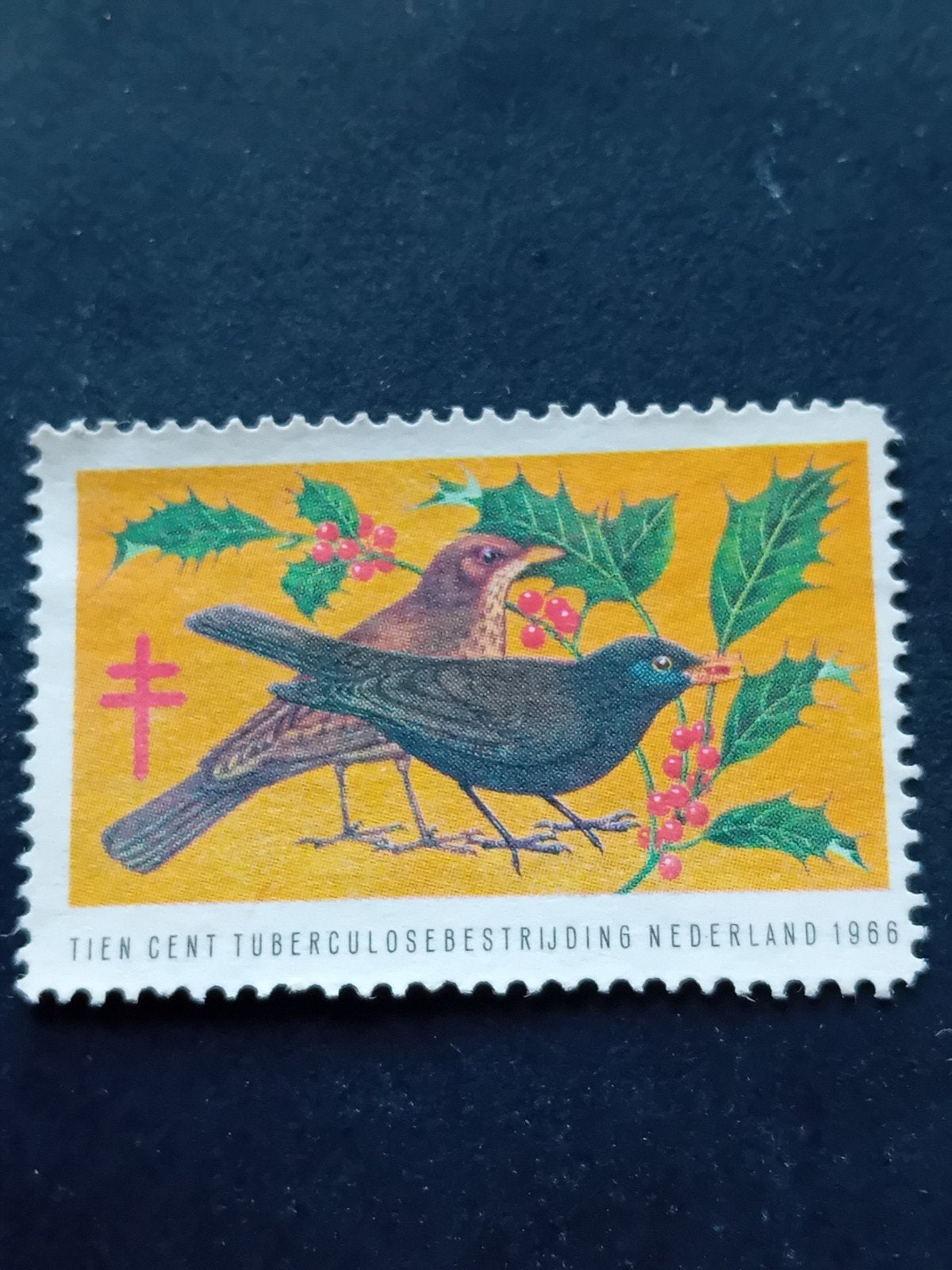 Nederland 1966 TBC postzegel met vogels en hulst, Ophalen of Verzenden