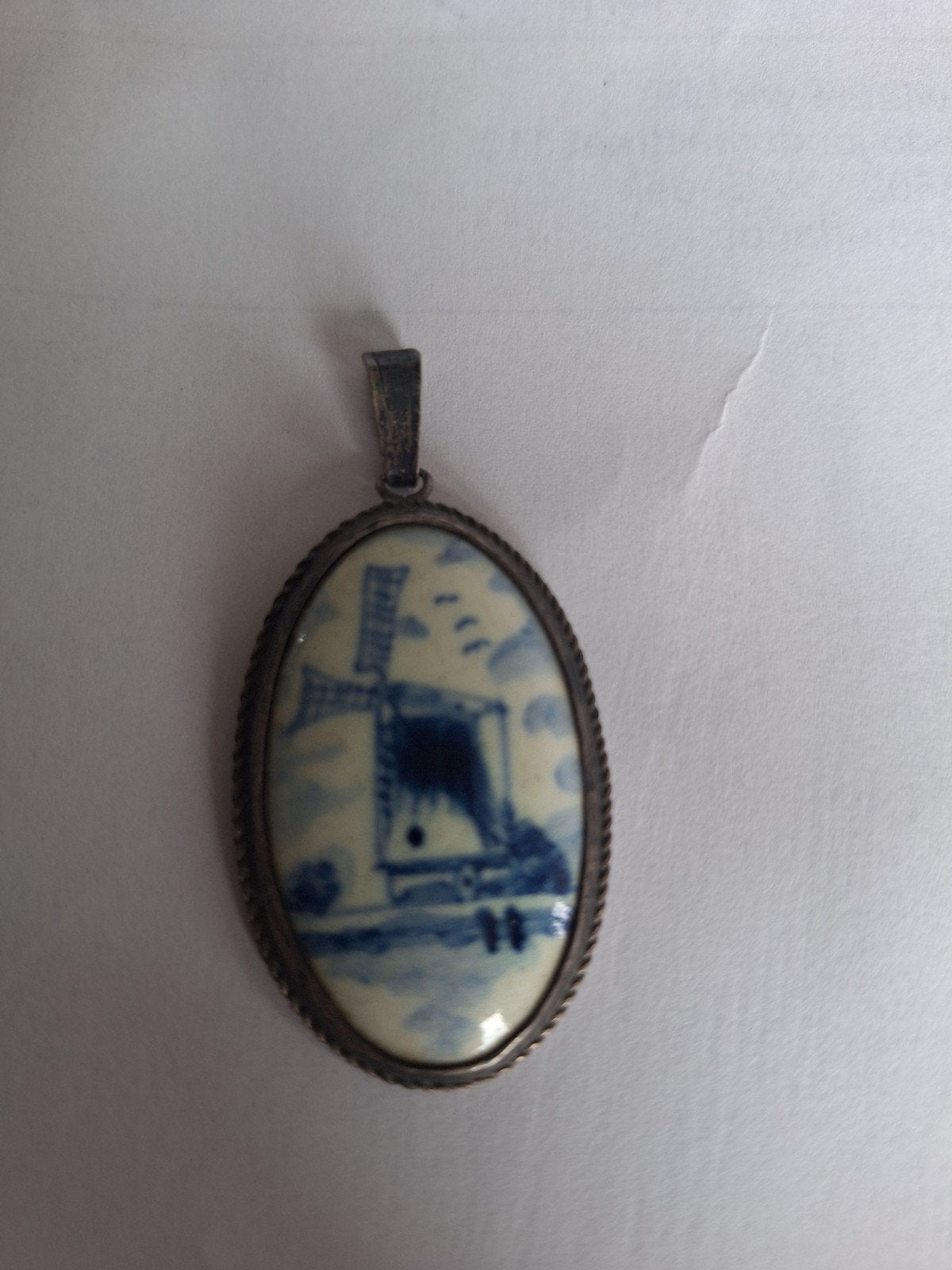Delfts Blauw zilveren hanger, Gebruikt, Overige voorstellingen, Blauw, Ophalen of Verzenden