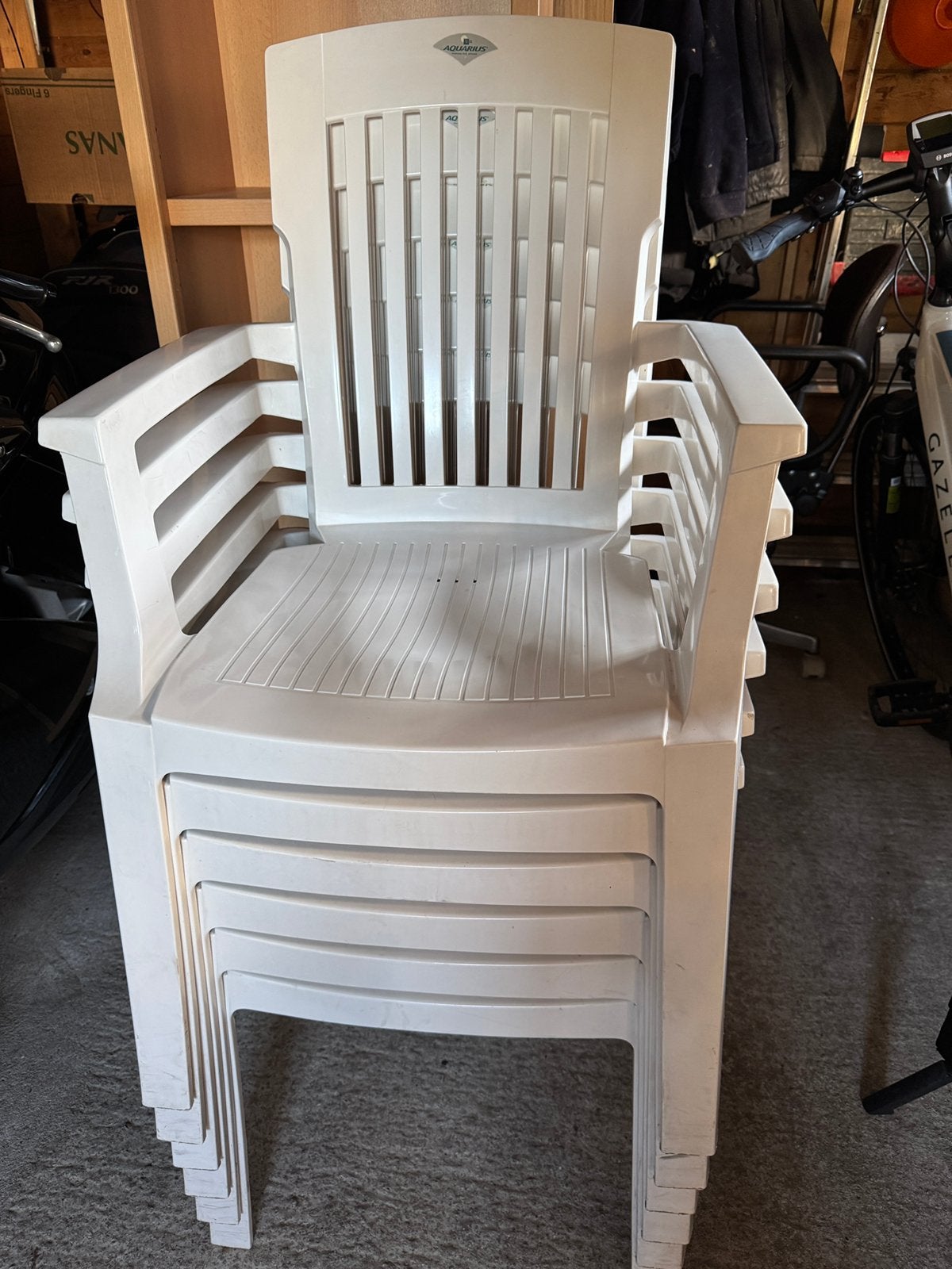 Stapelstoelen 6x, Tuin en Terras, Ophalen, Gebruikt, Kunststof
