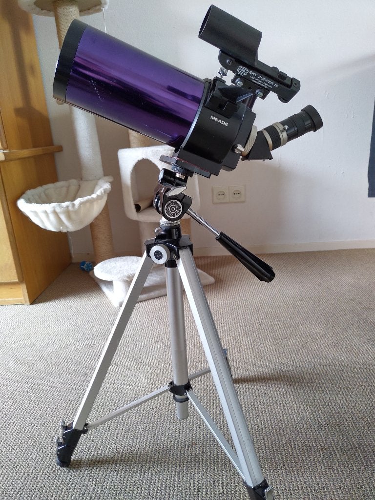 Telescoop Meade ETX90, Gebruikt, 80 tot 200 mm, Met statief, Spiegeltelescoop (reflector)