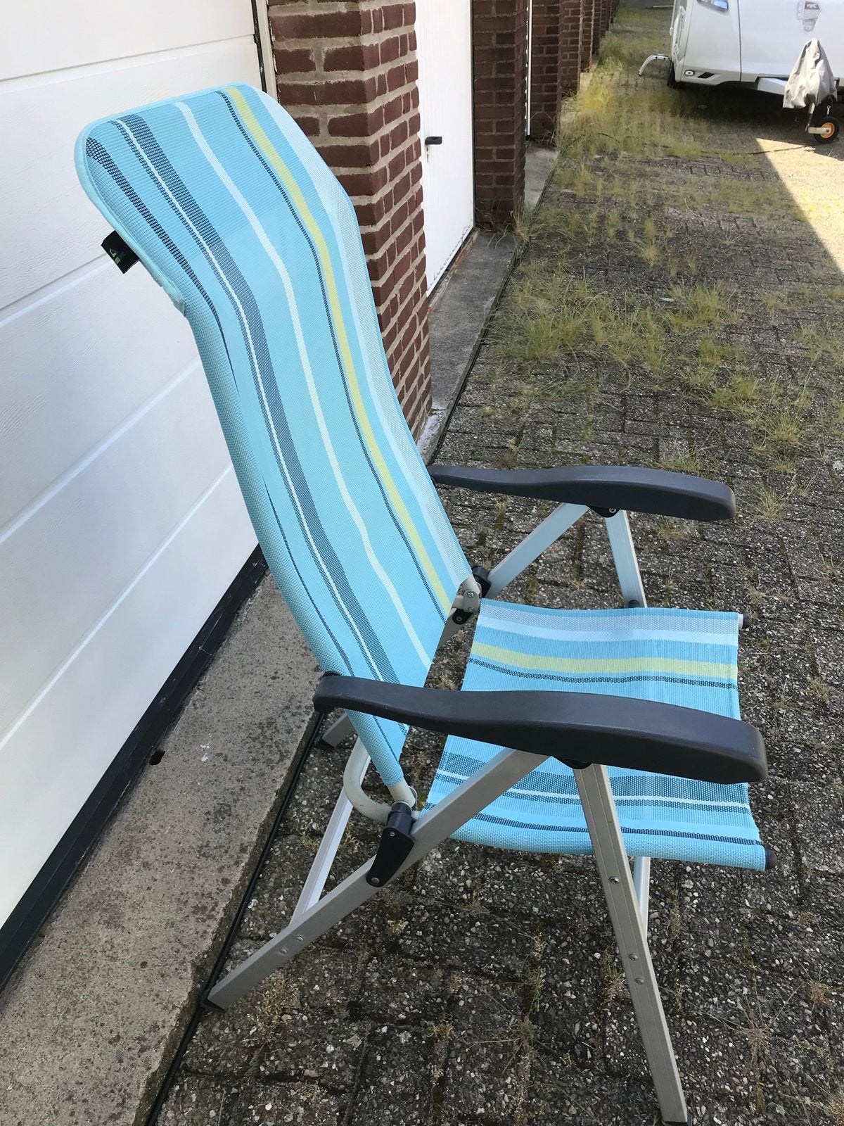Campingstoelen 2 x geheel verstelbaar aluminium, Caravans en Kamperen, Ophalen, Zo goed als nieuw, Campingstoel