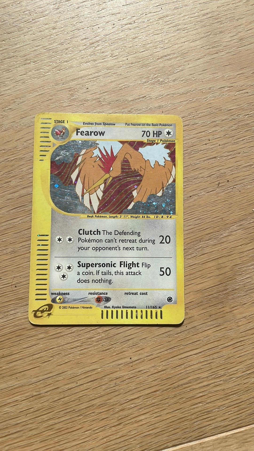Fearow Holo 2002 pokemon kaart, Ophalen of Verzenden, Gebruikt, Losse kaart