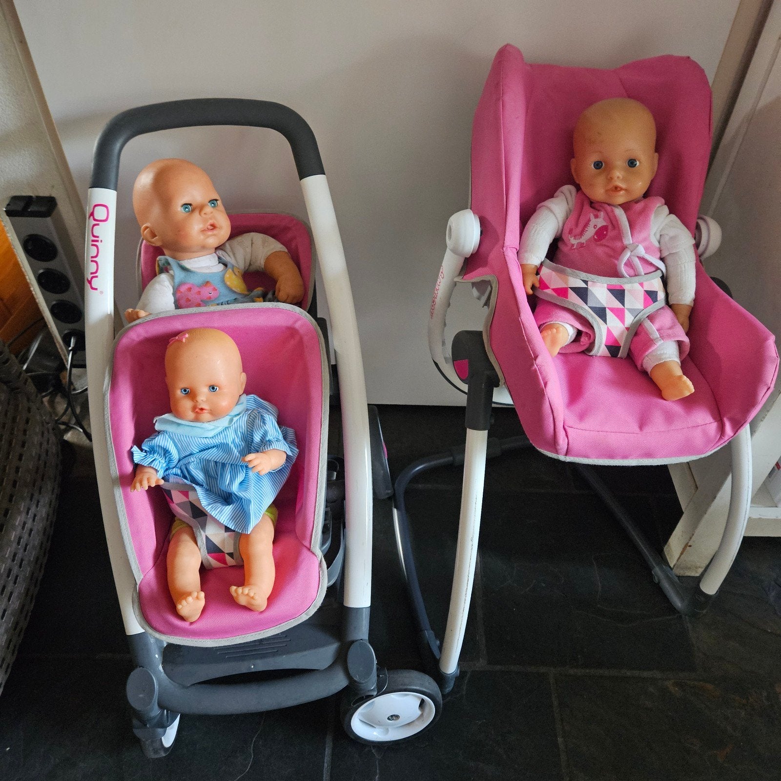 smoby maxi cosi set duo tweeling poppenwagen voor babyborn, Ophalen of Verzenden, Zo goed als nieuw, Babypop