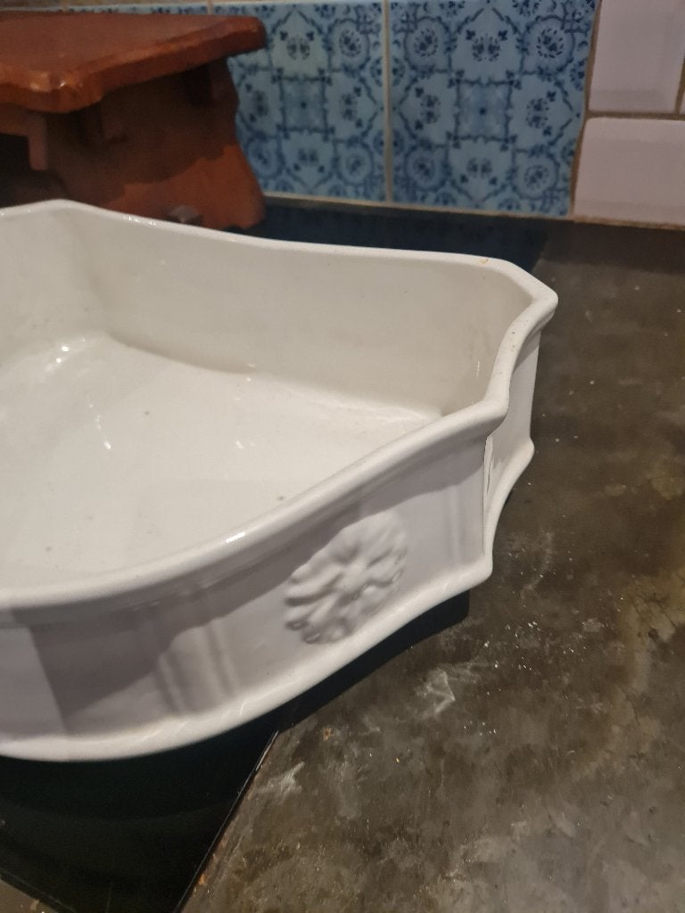 Antieke platte grote bloempot Petrus Regout, Antiek en Kunst, Ophalen of Verzenden