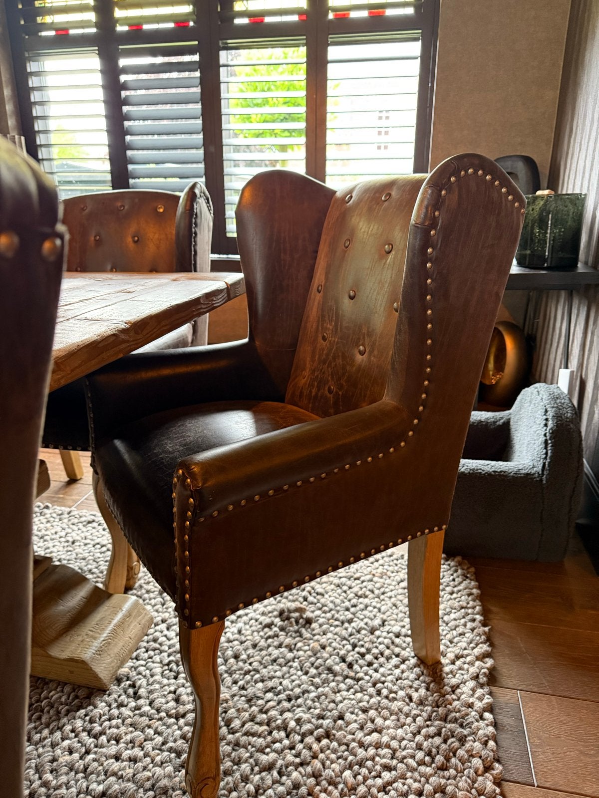 Riviera Maison Keith II Dining Wing Chair - Pellini Leer, Bruin, Leer, Ophalen of Verzenden, Zo goed als nieuw