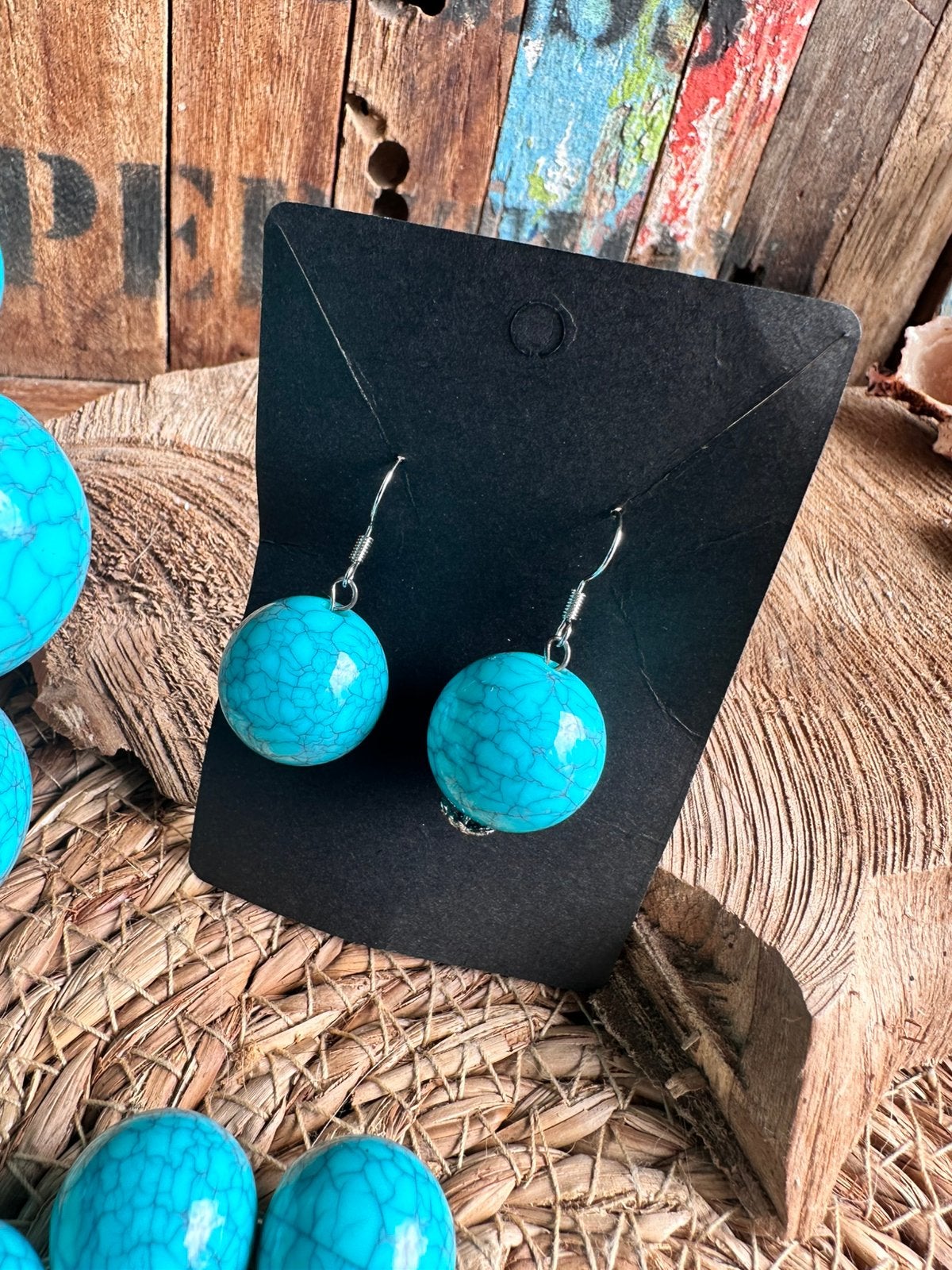 Boho sieradenset / turquoise / chunky / ibiza / beachwear, Ophalen of Verzenden, Zo goed als nieuw, Overige materialen