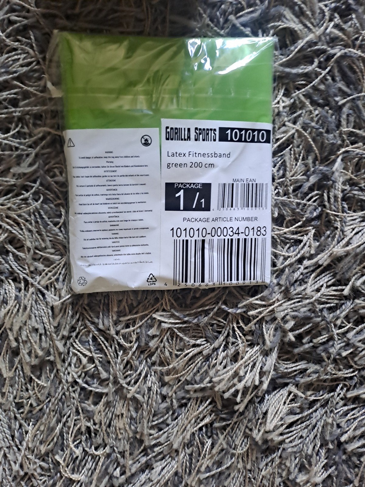 Gorilla Sports Latex Fitnessband Groen 200 cm, Sport en Fitness, Fitnessmaterialen, Ophalen of Verzenden, Nieuw, Benen, Weerstandband