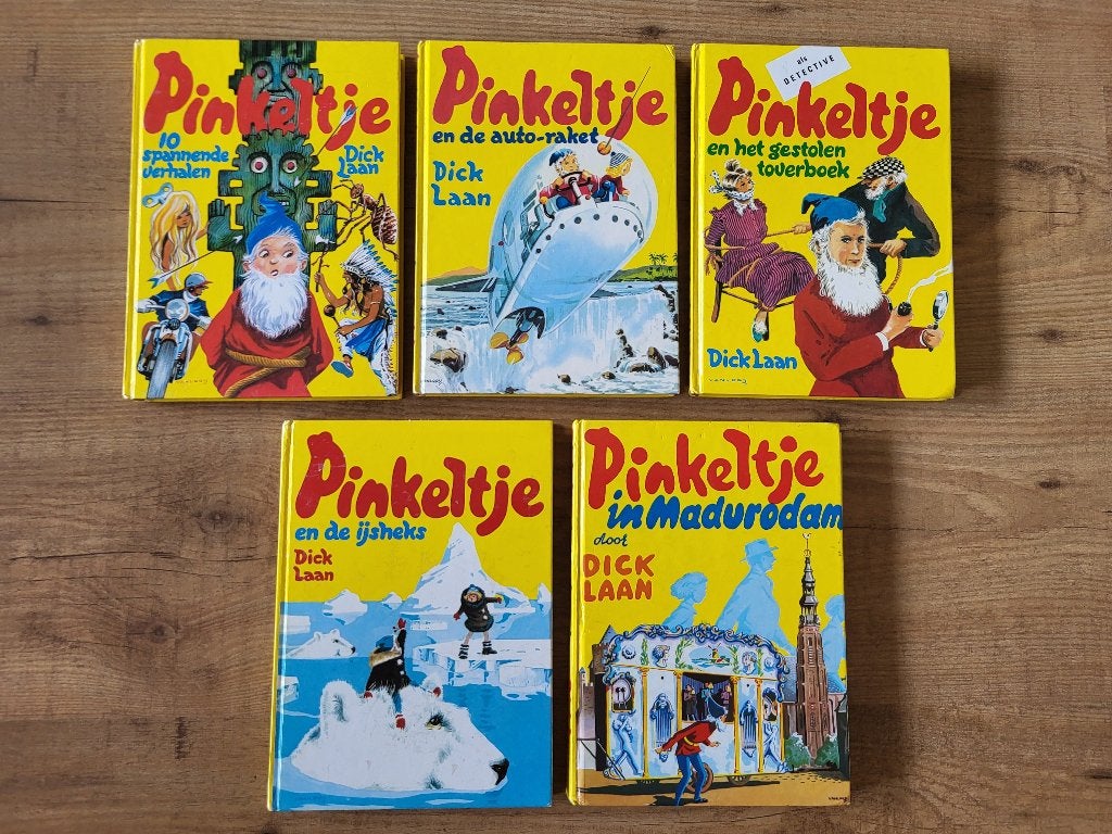 5 Pinkeltje boeken, 3 euro p.s., 13 euro alle vijf, Ophalen, Gelezen, Dick Laan, Sprookjes