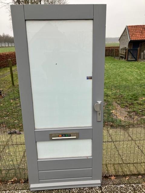 Voordeur hardhout, enkel glas, Gebruikt, 80 tot 100 cm, Ophalen of Verzenden, Buitendeur
