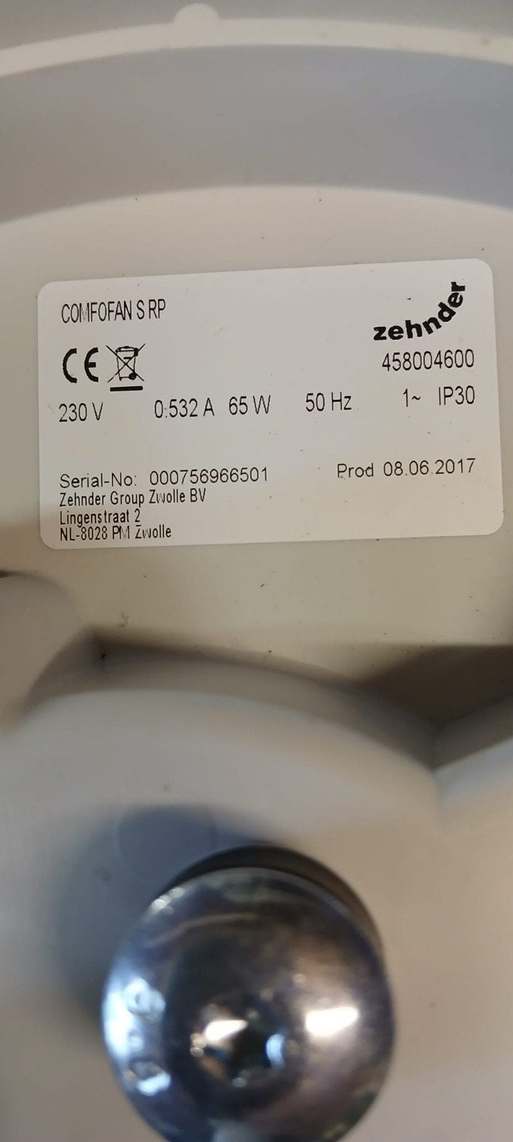 Zehnder Comfofan S RP Ventilatiebox - Gereviseerd, Doe-het-zelf en Verbouw, Ophalen, Zo goed als nieuw, Ventilator en Afzuiger