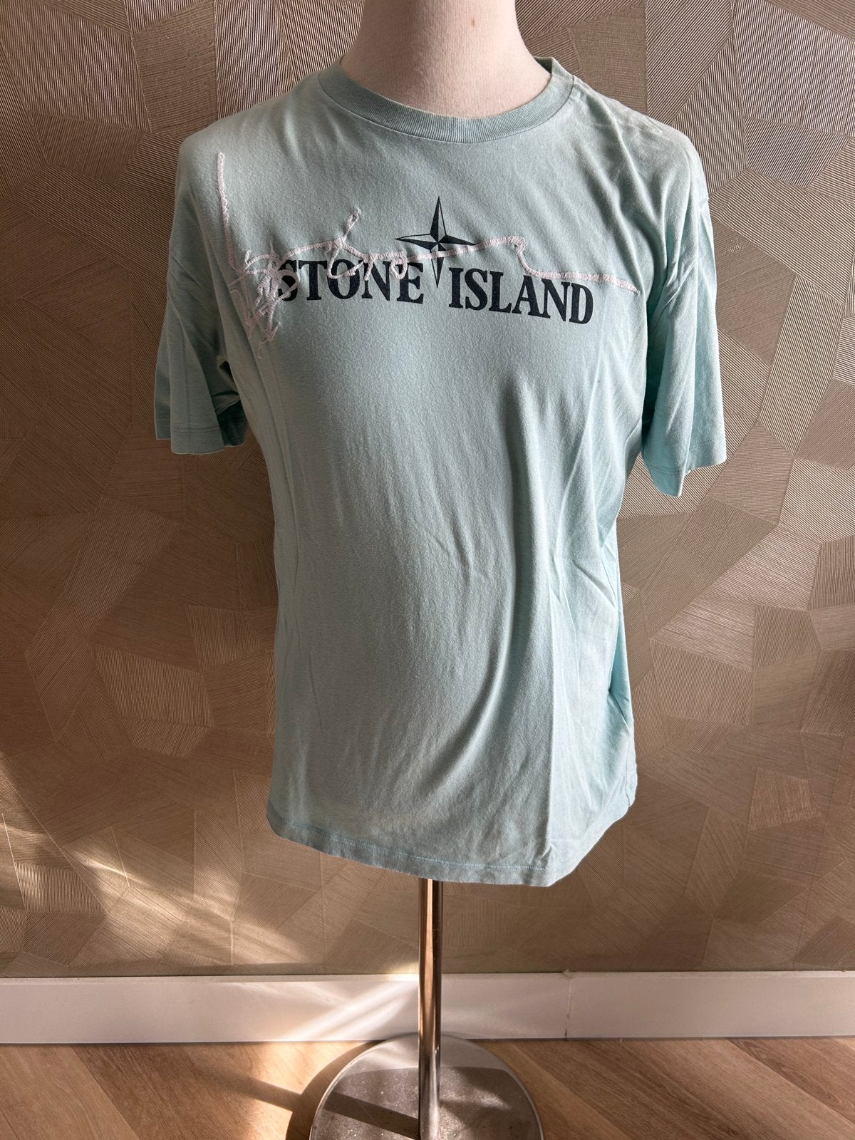 Stone Island T-shirt lichtblauw maat XL, Ophalen of Verzenden, Gedragen, Maat 56/58 (XL), Blauw