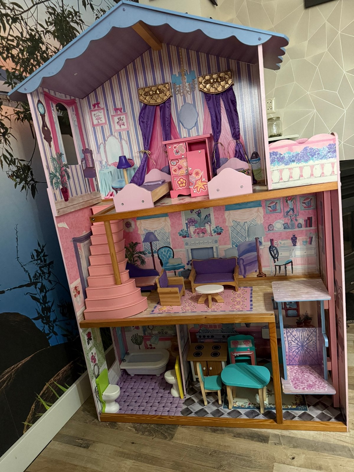 Kidkraft poppenhuis groot met meubels, Ophalen, Zo goed als nieuw, Poppenhuis