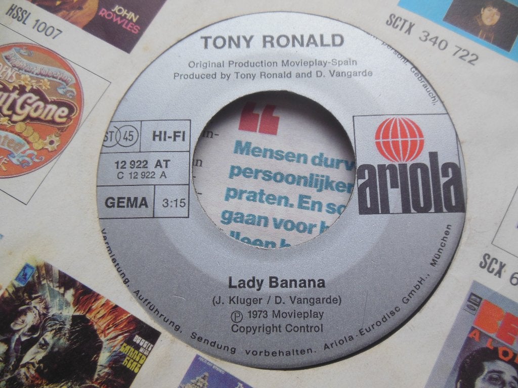 single tony roland ariola records 45rpm jukebox vinyl 7inch, Gebruikt, 7 inch, Ophalen of Verzenden, Pop