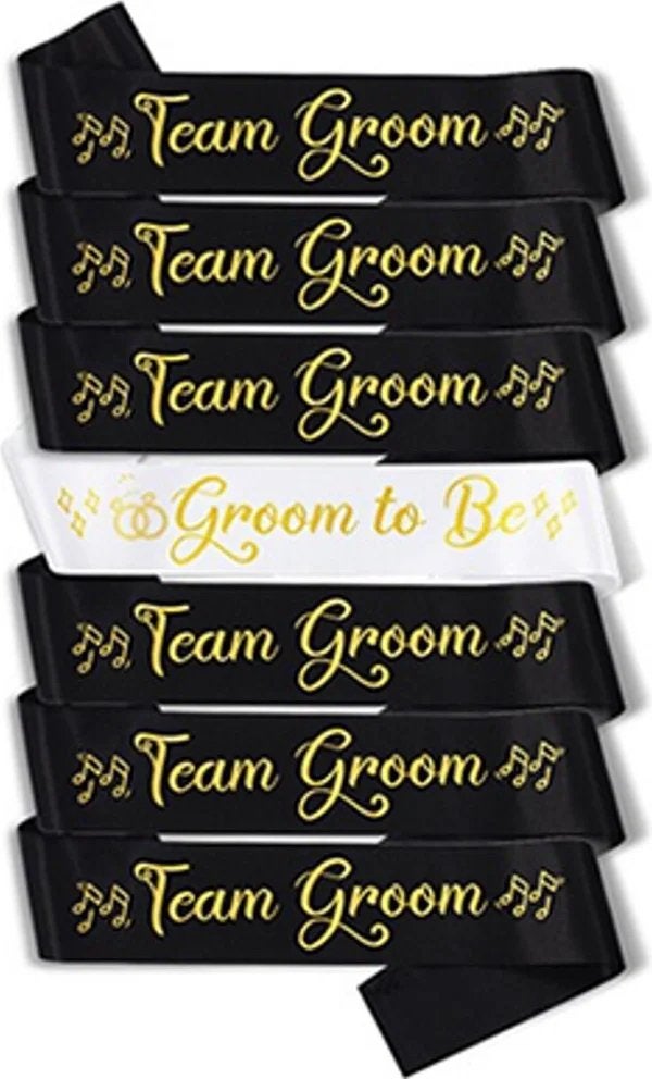 7-delige Sjerpen set Groom to Be en Team Groom, Versiering, Nieuw, Ophalen of Verzenden, Info@sweet-one.nl