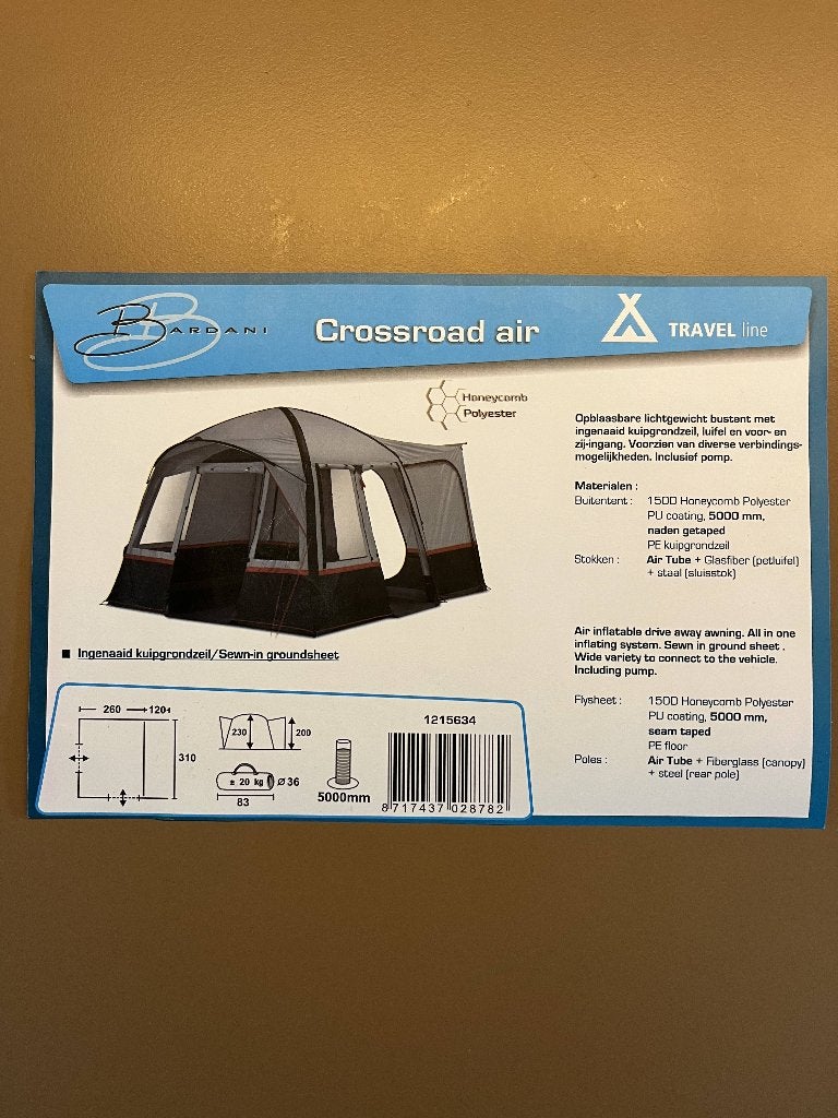 Bardani Crossroad Air bustent, inclusief slaapcabine, Ophalen, Zo goed als nieuw, Tot en met 3