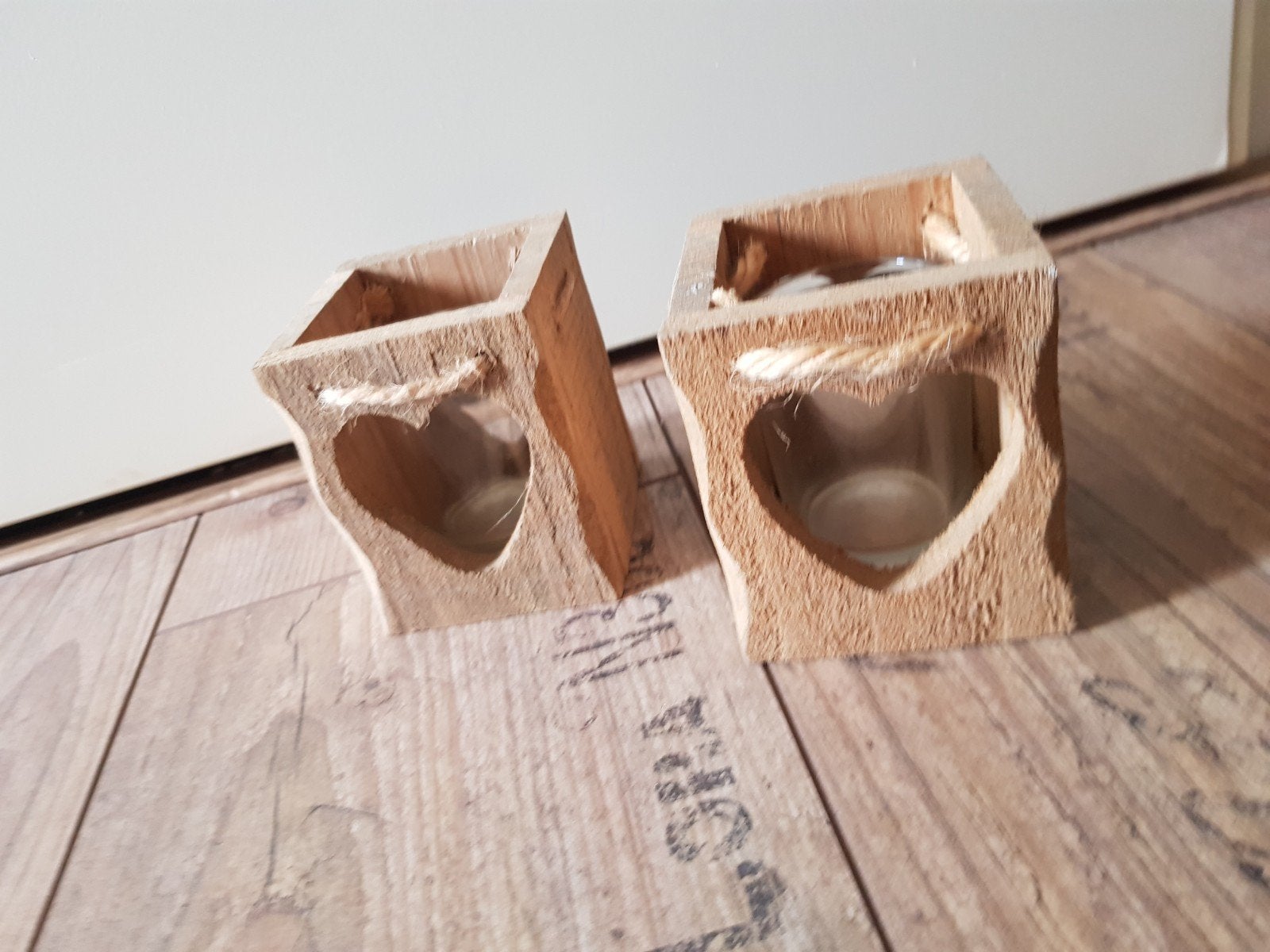 kandelaar kandelaars hartjes van hout, Ophalen of Verzenden