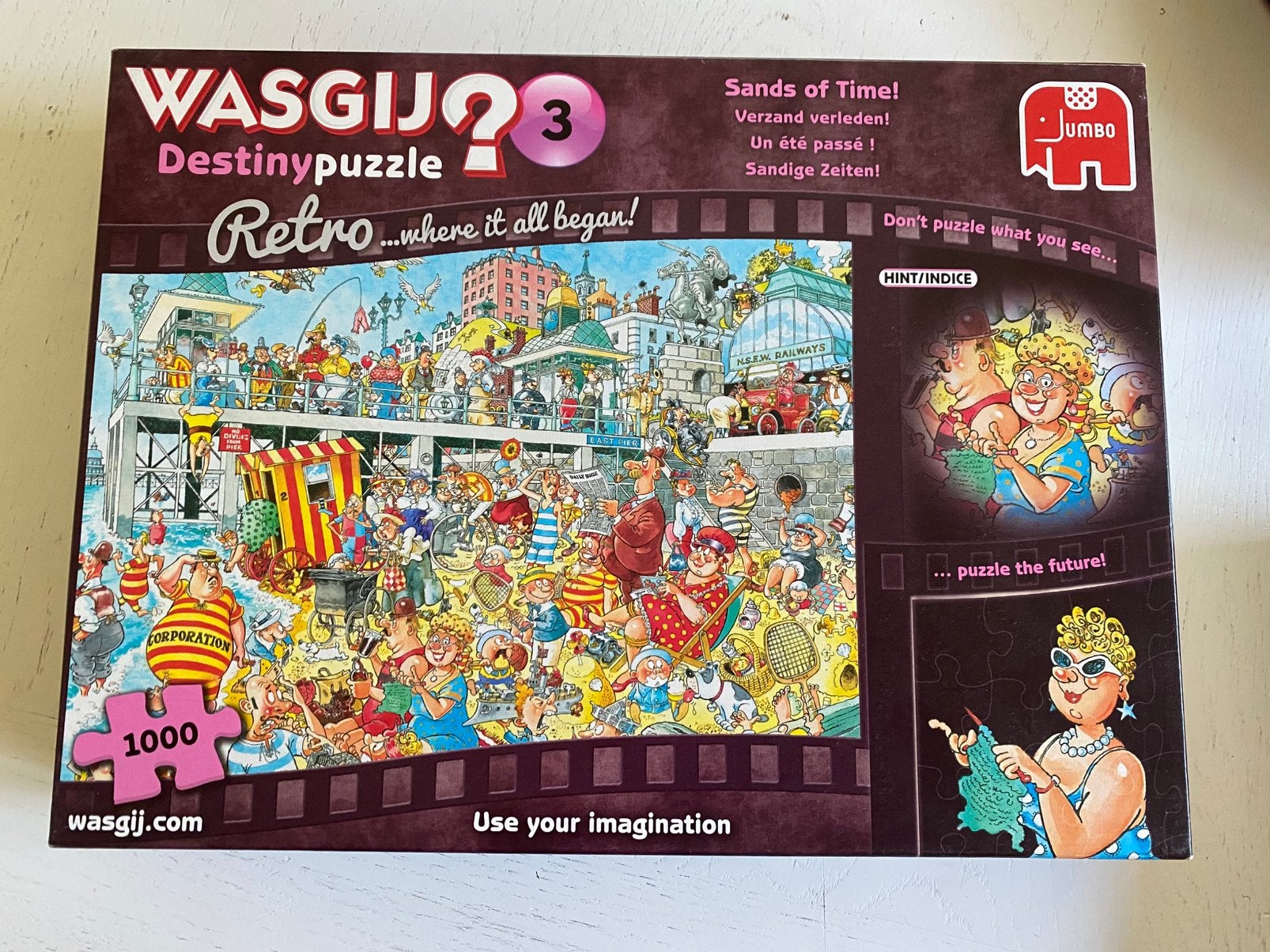 Wasgij puzzel 1000 - Retro where it all began, Ophalen of Verzenden, 500 t/m 1500 stukjes, Zo goed als nieuw