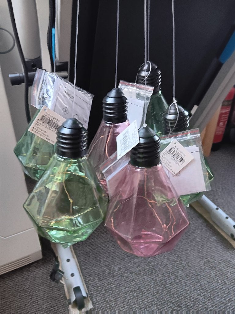 4 gekleurde glazen LED-tuinlampen op batterij met drukknopje, Ophalen, Nieuw, Glas