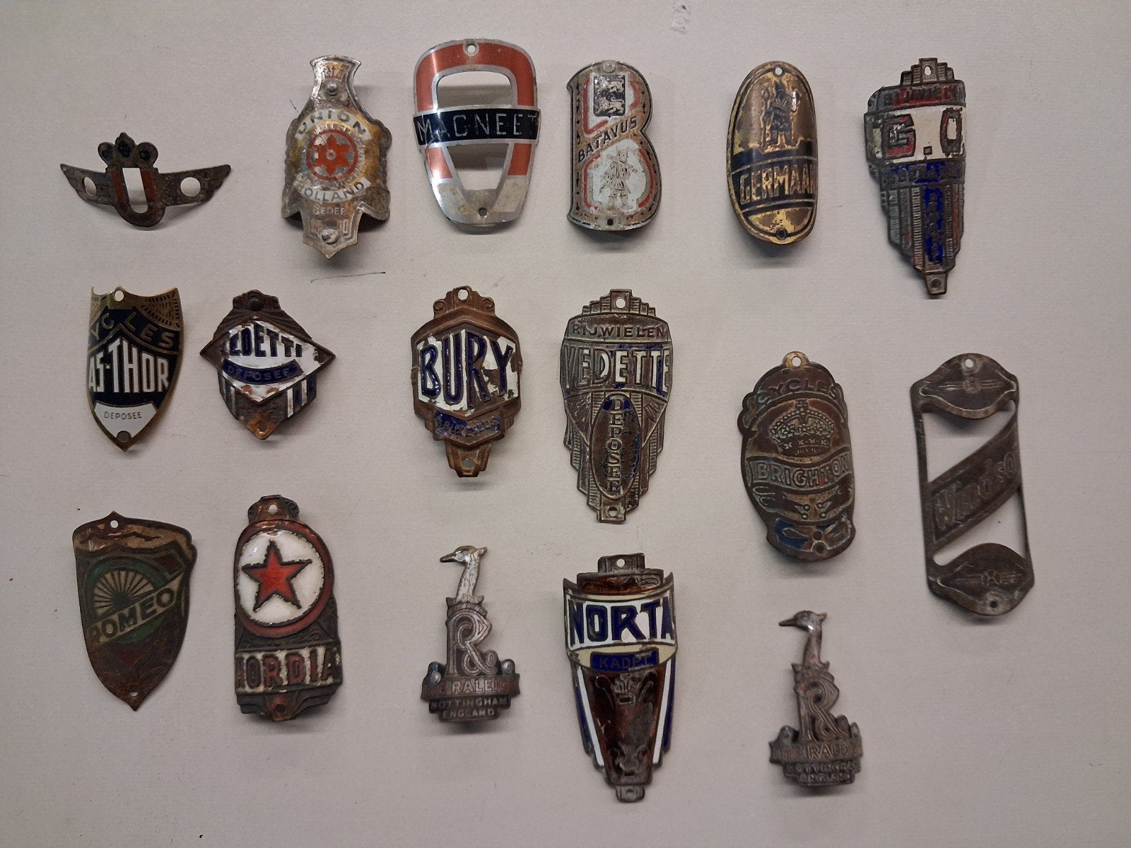 Vintage Fiets Balhoofdplaatjes - Diverse Merken, Fietsen en Brommers, Gebruikt, Overige typen, Staal, Ophalen of Verzenden