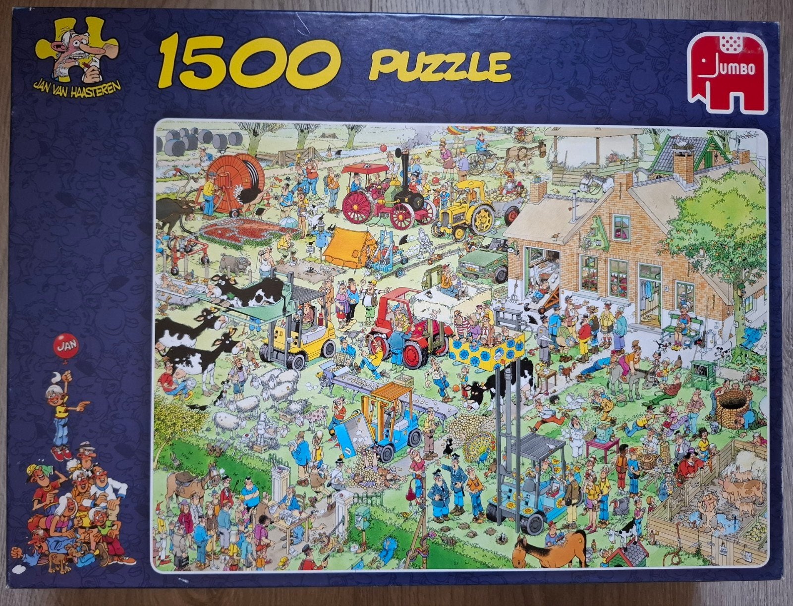 Puzzel Jan v Haasteren: boerderijbezoek -1500 stukjes, Ophalen of Verzenden, 500 t/m 1500 stukjes, Zo goed als nieuw, Legpuzzel