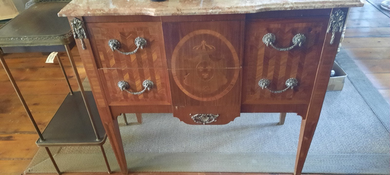 Antiek ladenkast met marmeren blad en inlegwerk, Ophalen