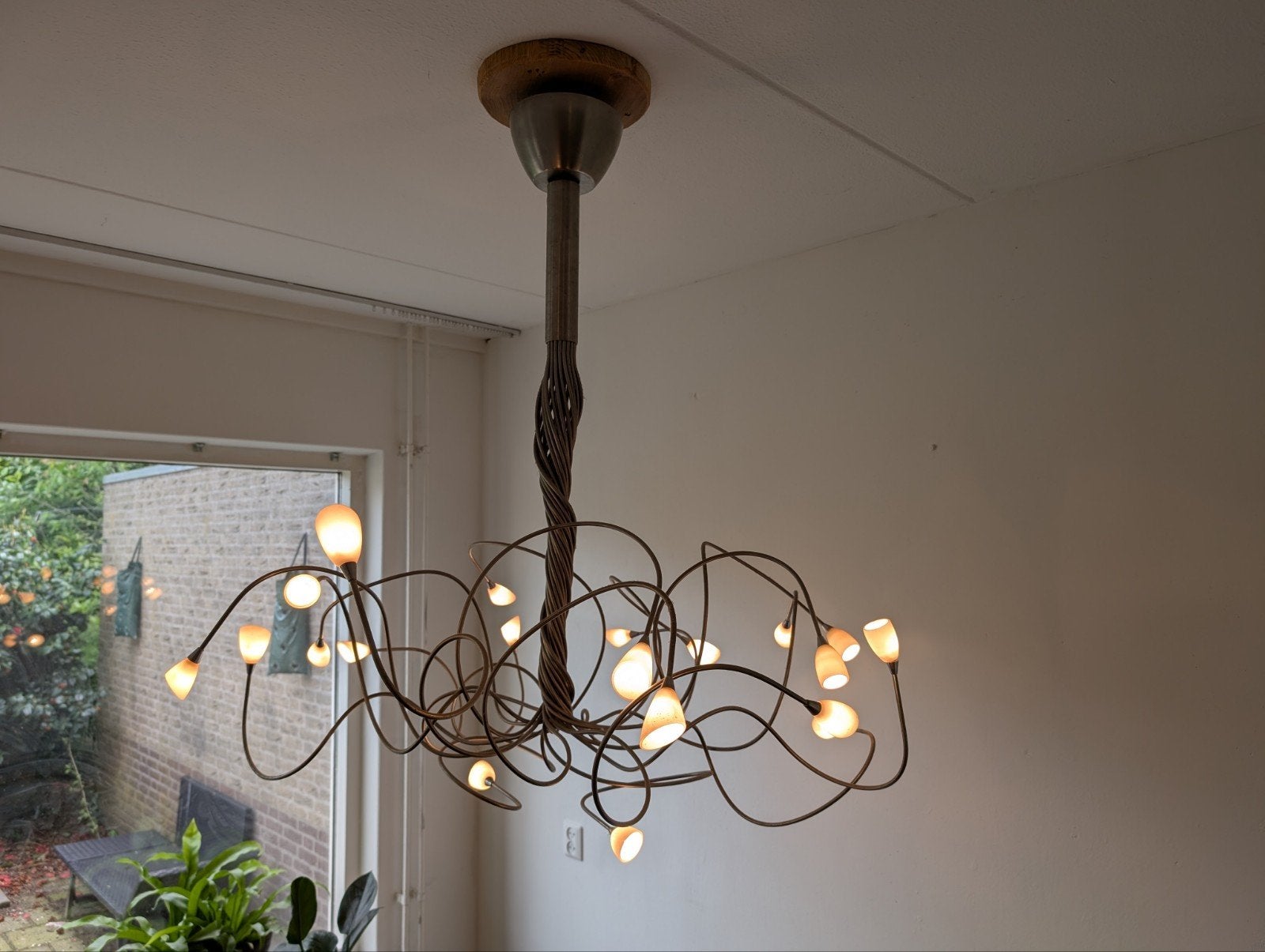 Design hanglamp met reserve kelkjes - 100x104 cm, Huis en Inrichting, Ophalen, Gebruikt, Modern Design, Glas