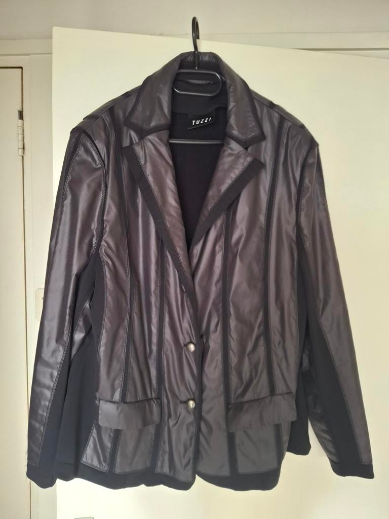 Tuzzi blazer met leer, zwart, maat L Z.G.A.N, Tuzzi, Zwart, Maat 42/44 (L), Ophalen of Verzenden