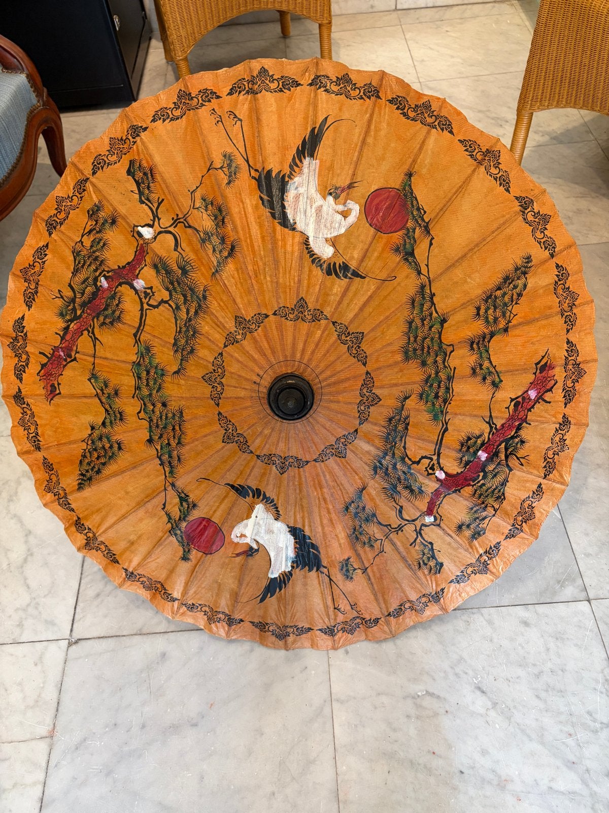 Antieke Japanse parasol van rijstpapier, bamboe en hout, Antiek en Kunst, Ophalen of Verzenden