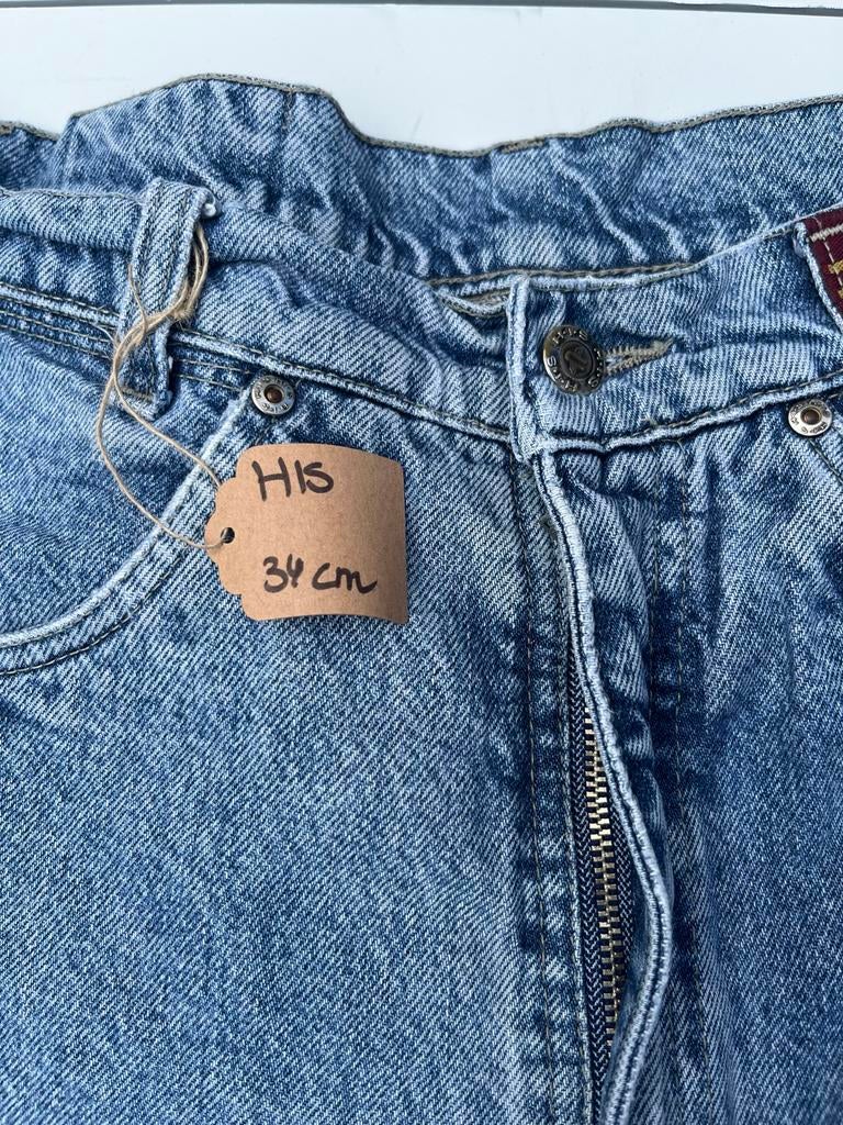 HIS Jeans - Vintage Blauwe Denim Jeans - Maat W33-W36, Kleding | Dames, Spijkerbroeken en Jeans, Zo goed als nieuw, W30 - W32 (confectie 38/40)