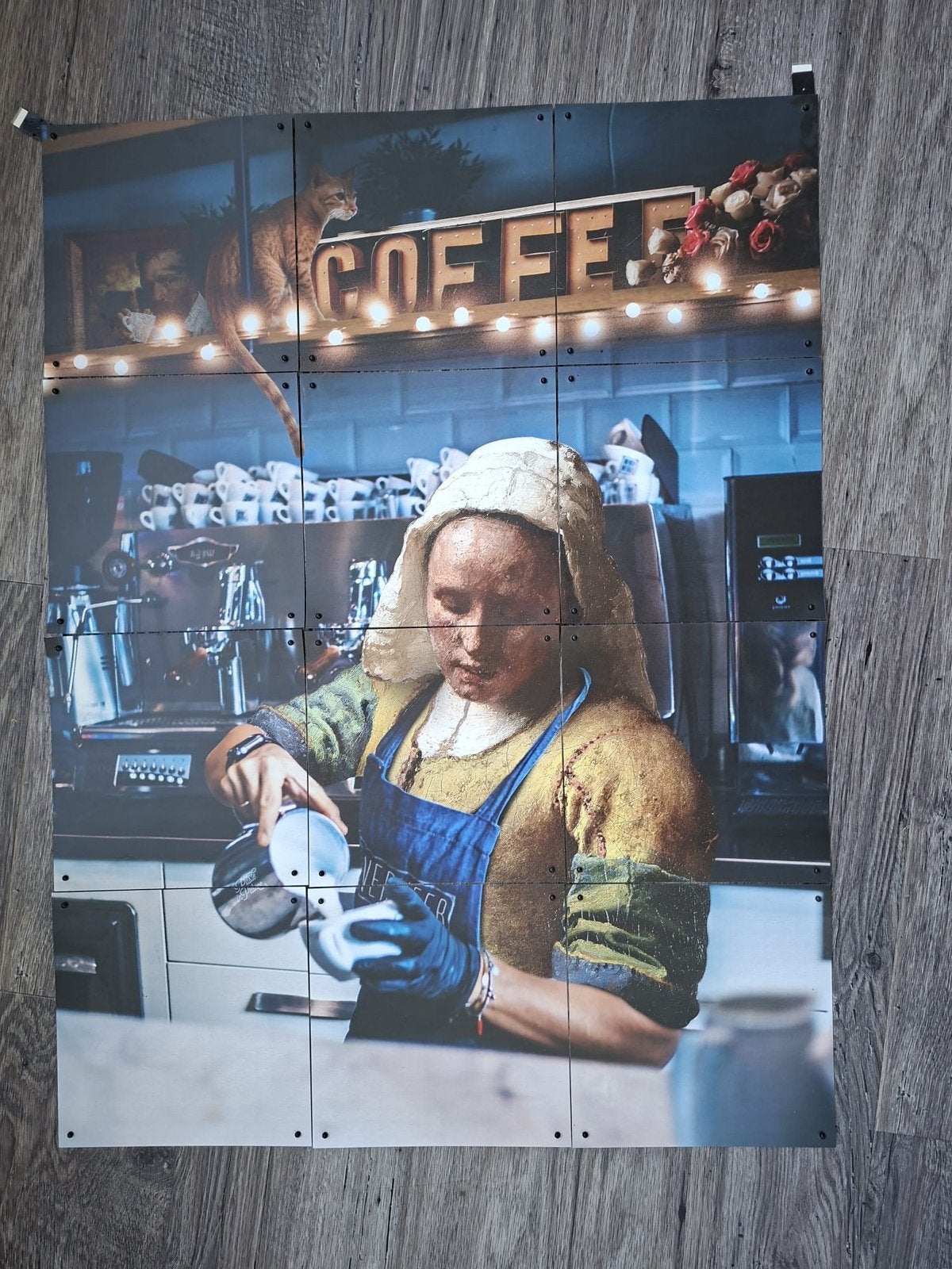 ixxi melkmeisje barista afmeting 80 bij 60 cm, Gebruikt, Ophalen of Verzenden, Print, 75 – 100