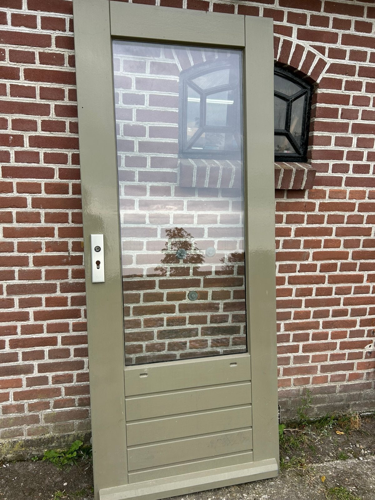 Hardhouten achterdeur 82,5x200,5cm., Doe-het-zelf en Verbouw, Ophalen, 80 tot 100 cm, 200 tot 215 cm, Glas
