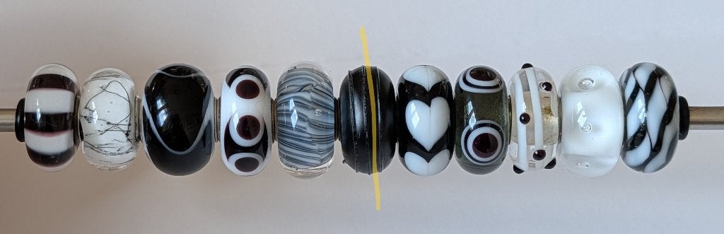 Trollbeads ZWART-WITTE SET, 10 stuks, samen voor €100, Sieraden, Tassen en Uiterlijk, Gebruikt, -, Verzenden, -