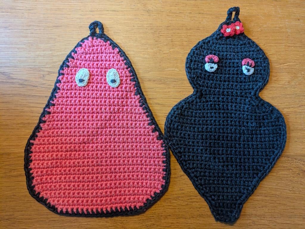 Barbapapa gehaakte pannenlappen - Uniek en handgemaakt, Huis en Inrichting, Overige typen, Nieuw, Ophalen of Verzenden, Meerkleurig
