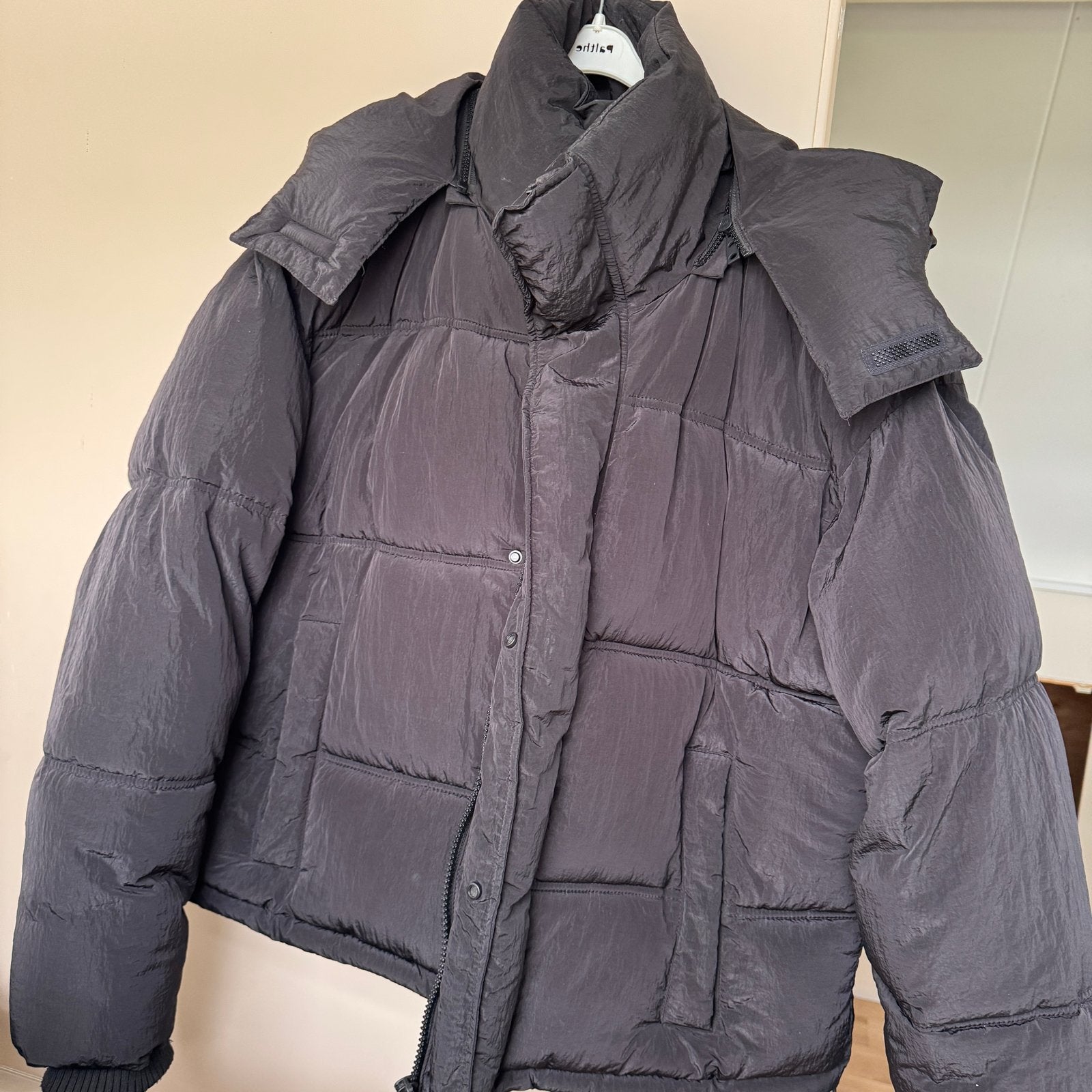 Zwarte Zara Puffer Jas - Maat M, Ophalen, Gedragen, Zwart