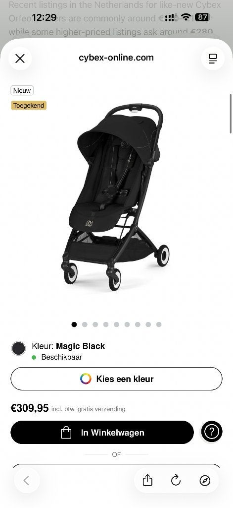 Cybex orfeo Stroller, Ophalen of Verzenden, Zo goed als nieuw, Overige merken, Zonnekap
