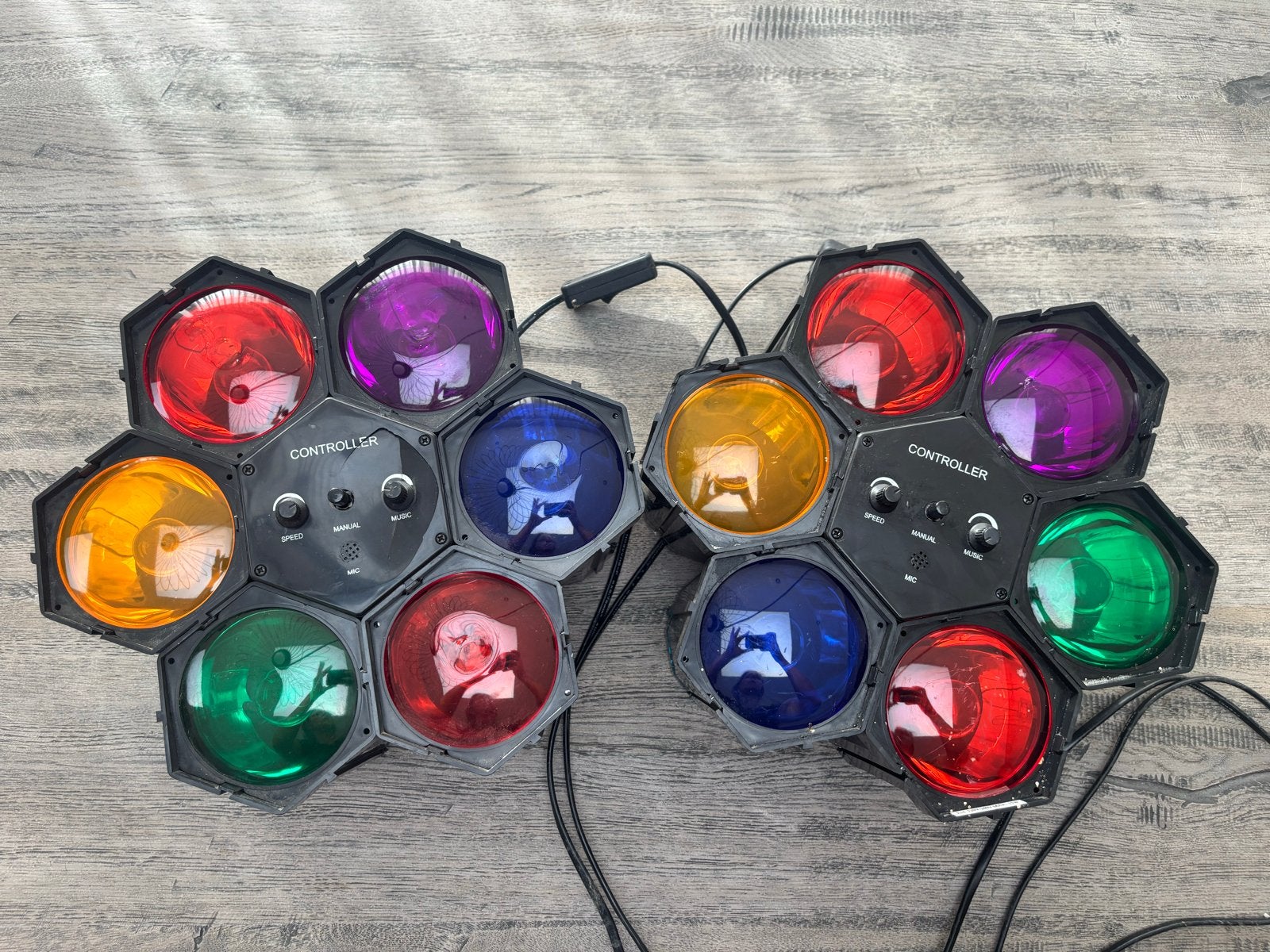 Set van 2 RGB LED Podium Lichten met Geluidscontrole, Muziek en Instrumenten, Licht en Laser, Ophalen of Verzenden, Gebruikt, Licht