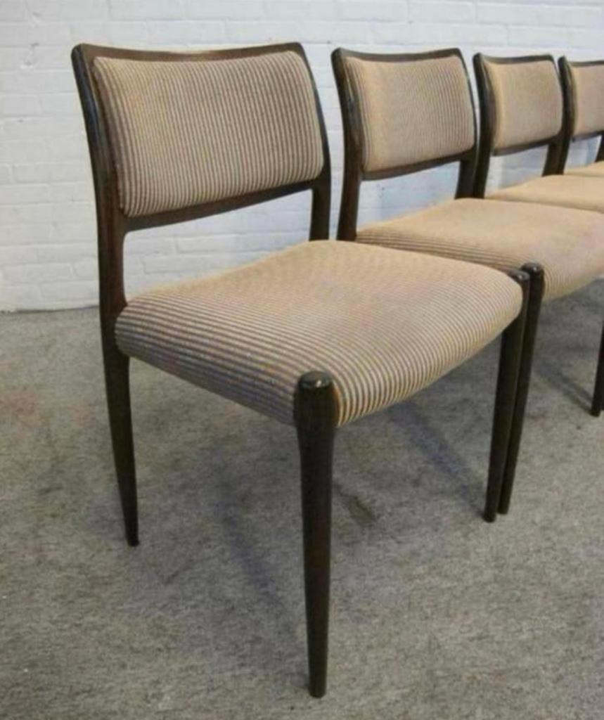 Stoel vier Niels Möller model 80 wengé stoelen, 1960's., Ophalen of Verzenden, Zo goed als nieuw