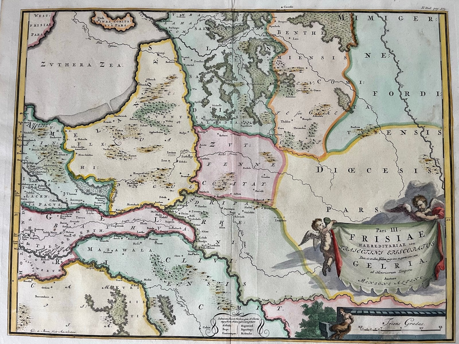 Gelderland Menso Alting / François Halma Kopergravure 1725, Boeken, Atlassen en Landkaarten, Voor 1800, Ophalen of Verzenden, Nederland