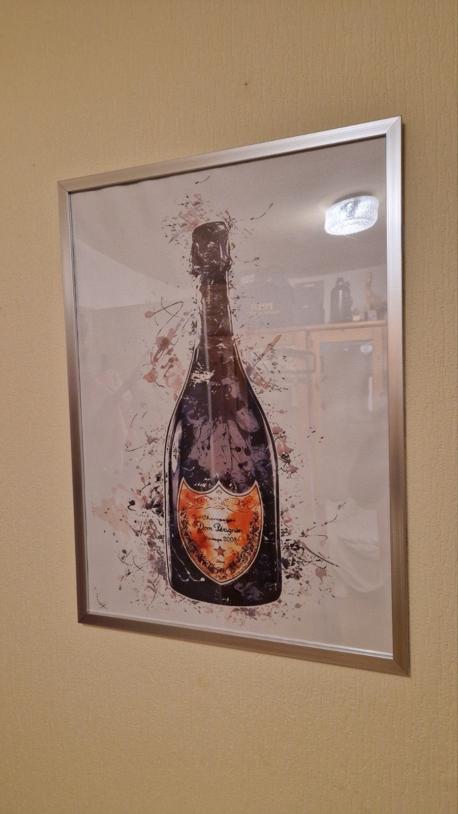 Dom Pérignon Champagne Fles Kunst Print, 50 – 75, Minder dan 50 cm, Ophalen of Verzenden, Print