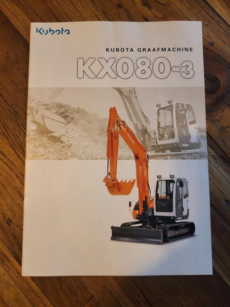 folder Kubota KX080-3  graafmachine, Ophalen of Verzenden, Zo goed als nieuw