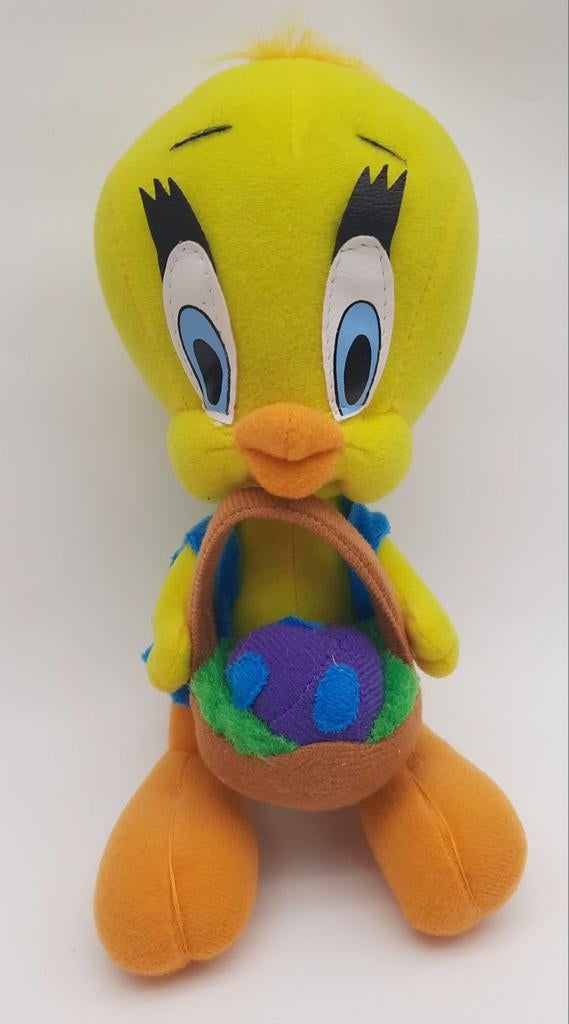 Tweety knuffel met Paasei in mandje ca. 20cm uit 1998, Ophalen of Verzenden, Looney Tunes, Gebruikt, Overige typen