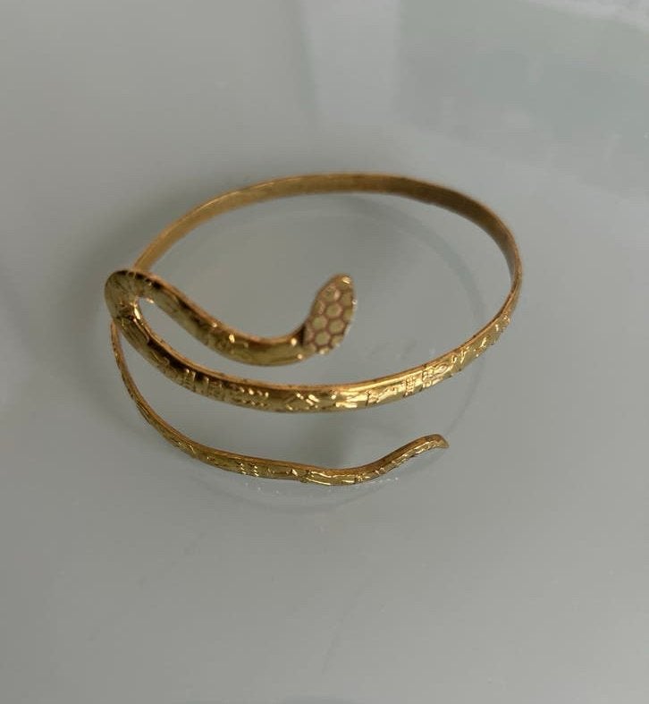 Gouden Bovenarm Armband met Slangenmotief, Ophalen of Verzenden, Zo goed als nieuw, Goud, Overige materialen