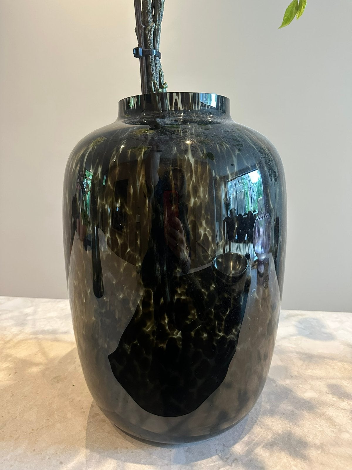 Panter Vaas glas maat L 40 cm hoog, Ophalen, Bruin, 40 cm, Glas